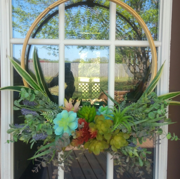 Handmade Other - Embroidery Succulent Seasonal Wreath